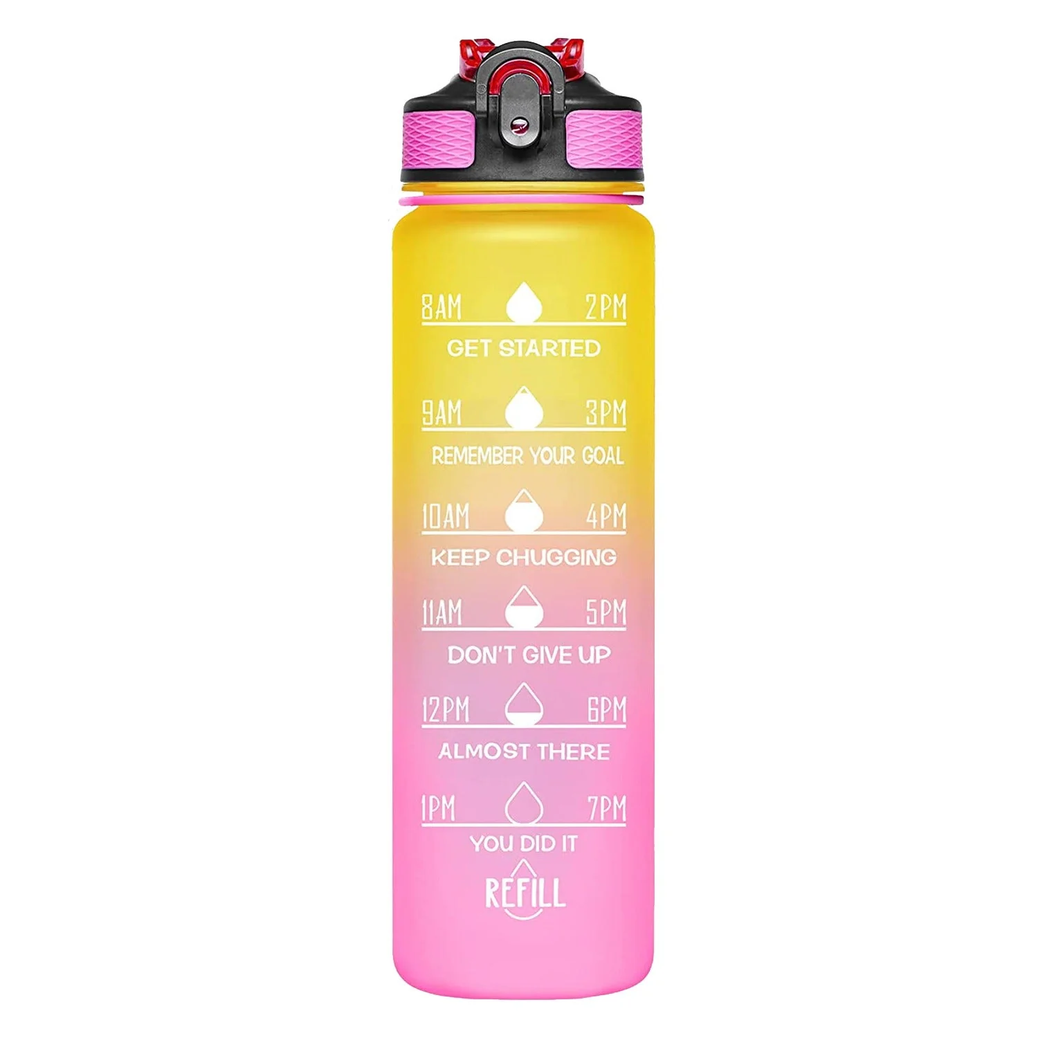 Aqua Motivational Bottle Yellow Pink - 1L