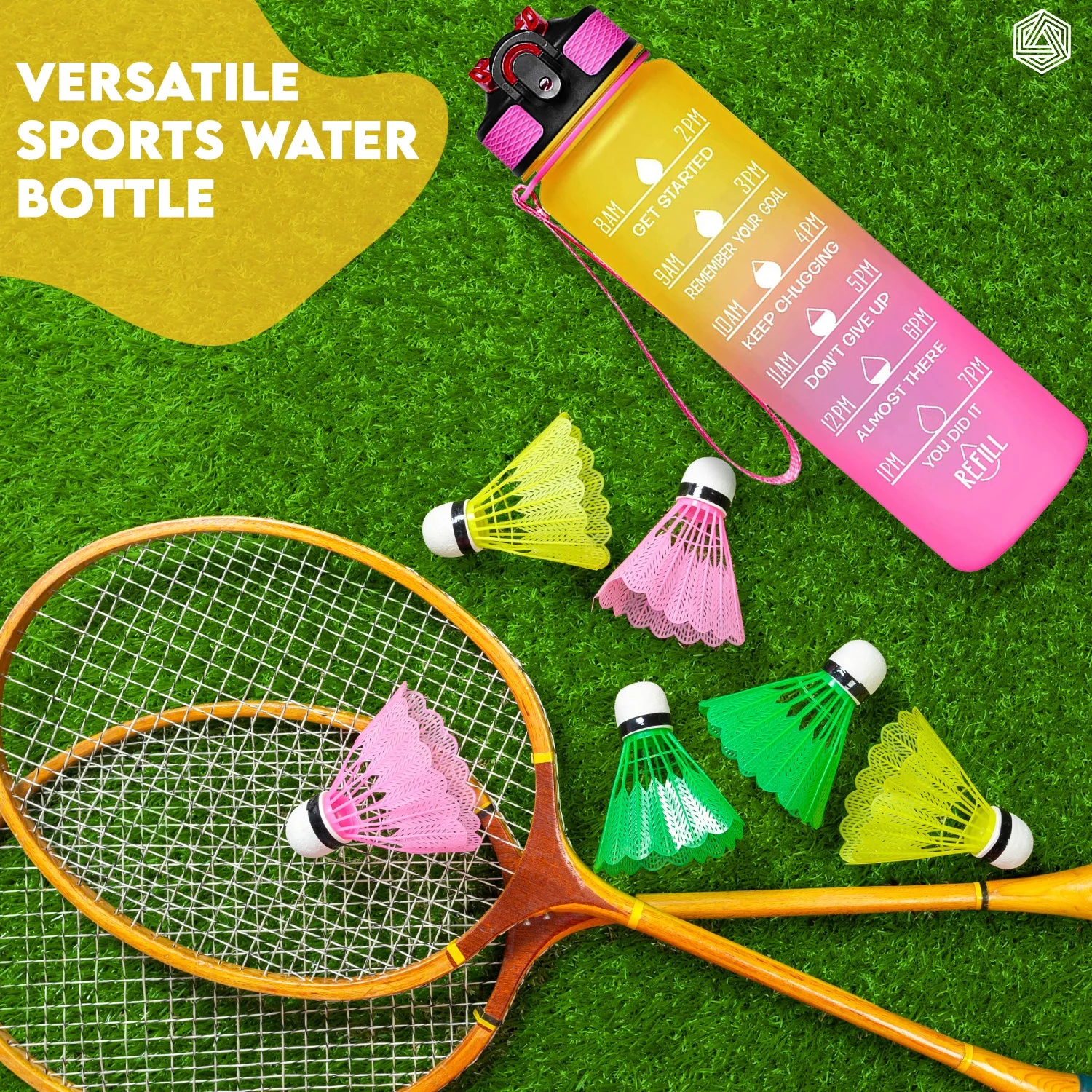 Aqua Motivational Bottle Yellow Pink - 1L - Image 8