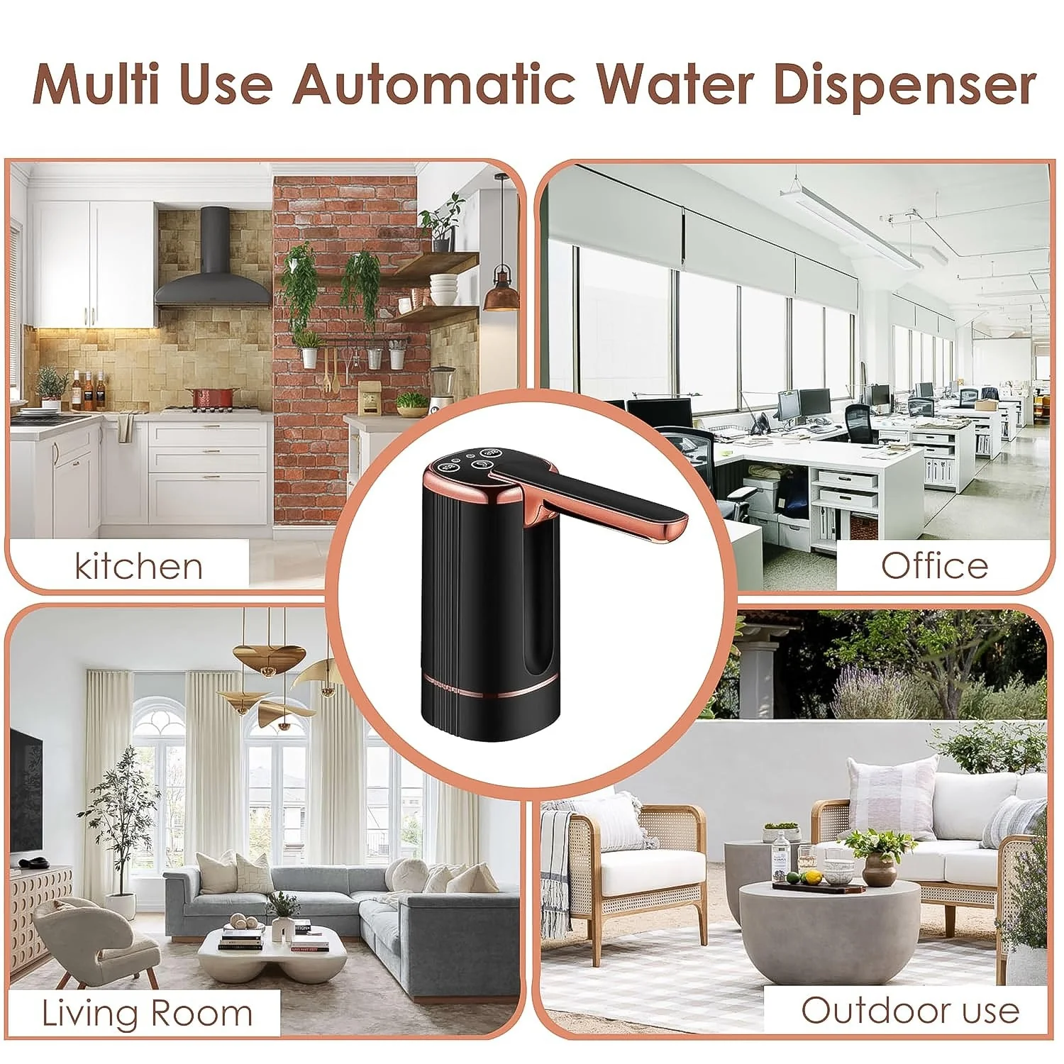 Aquno: USB Rechargeable Automatic Water Dispenser – 1-Touch Pump for 20L Bottles with Timer Function, 1200mAh Battery & Easy Operation for Home, Office & Travel - Image 2