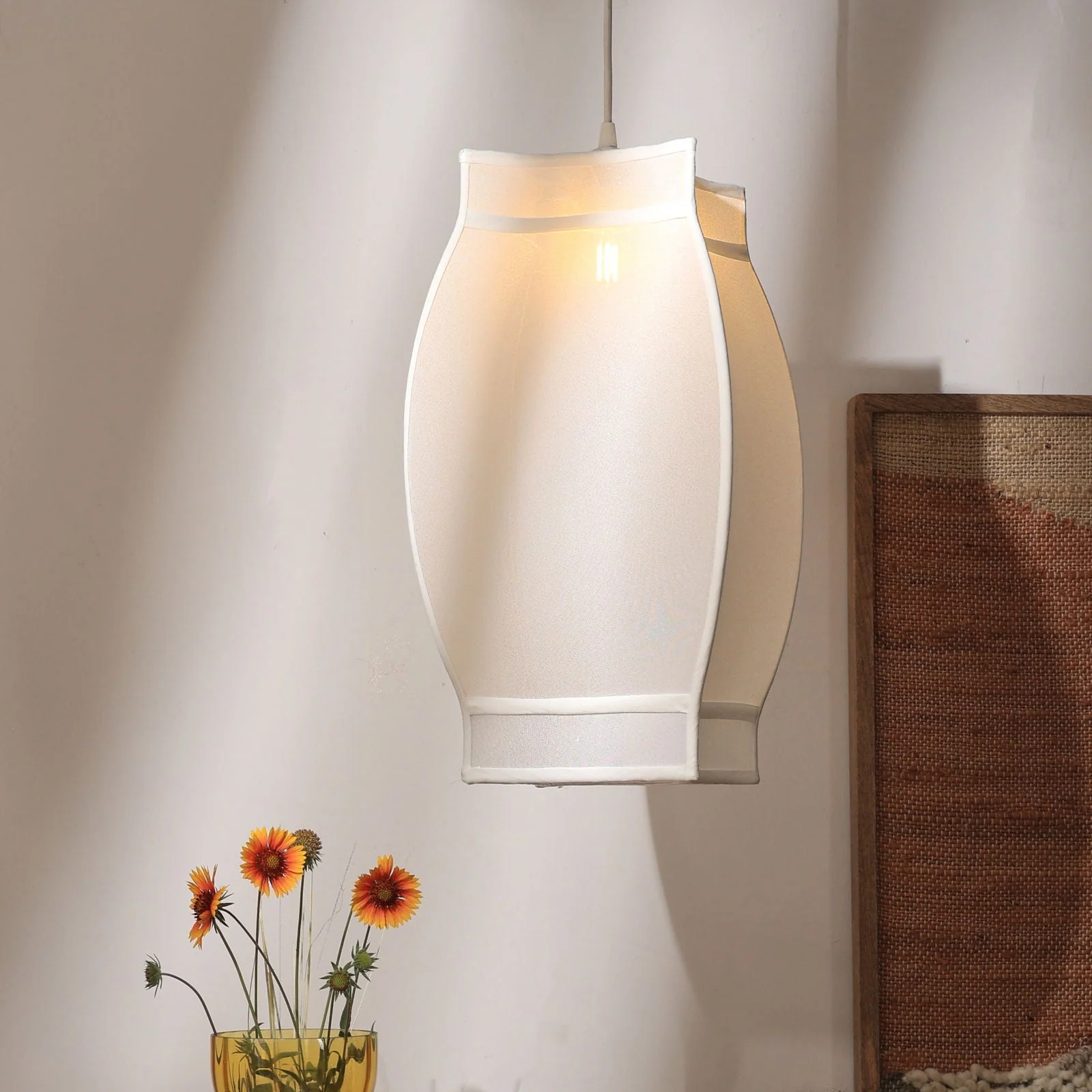 Arc Pendant Lamp - Ideal For Corners, Spandex Fabric Pendant Light, Statement Hanging Light - Image 3