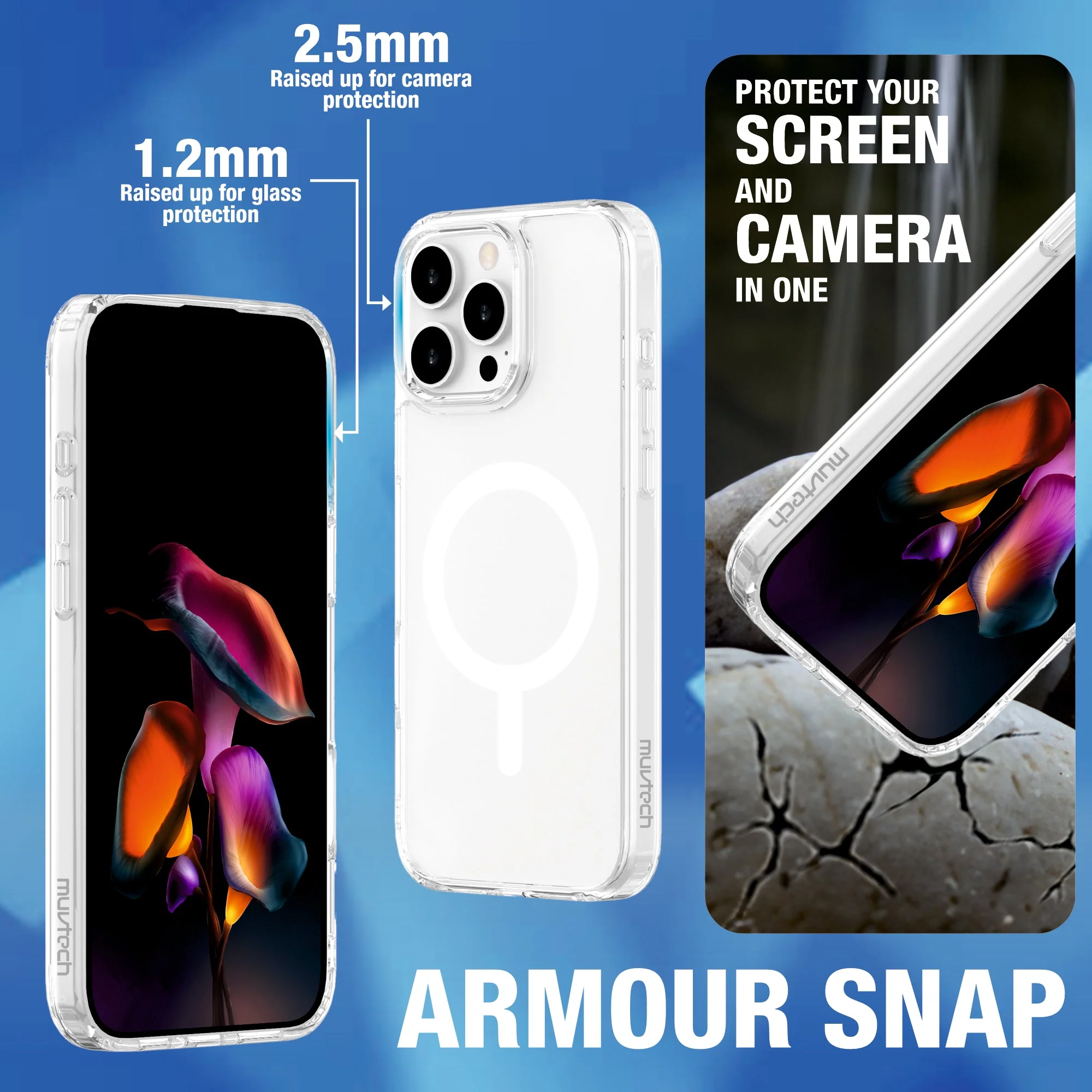 Armour SNAP Mag-safe Compatible Clear Case For iPhone 16 Series - Image 3