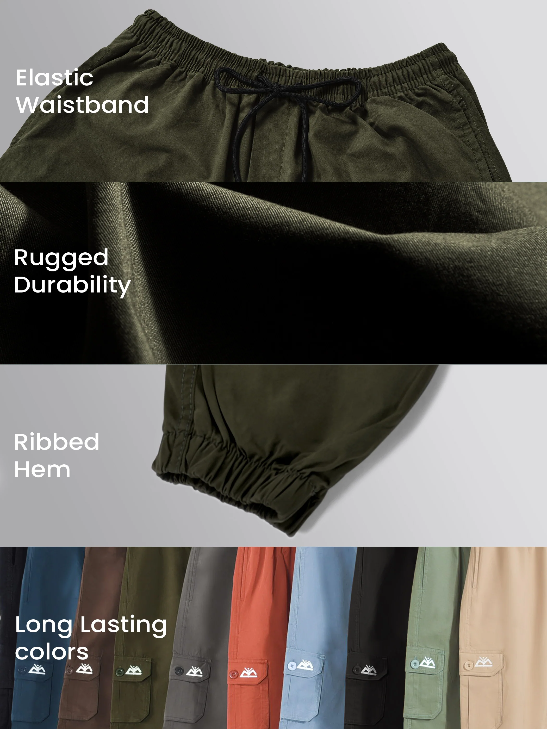 Army Green Cotton Cargo Joggers - Image 4