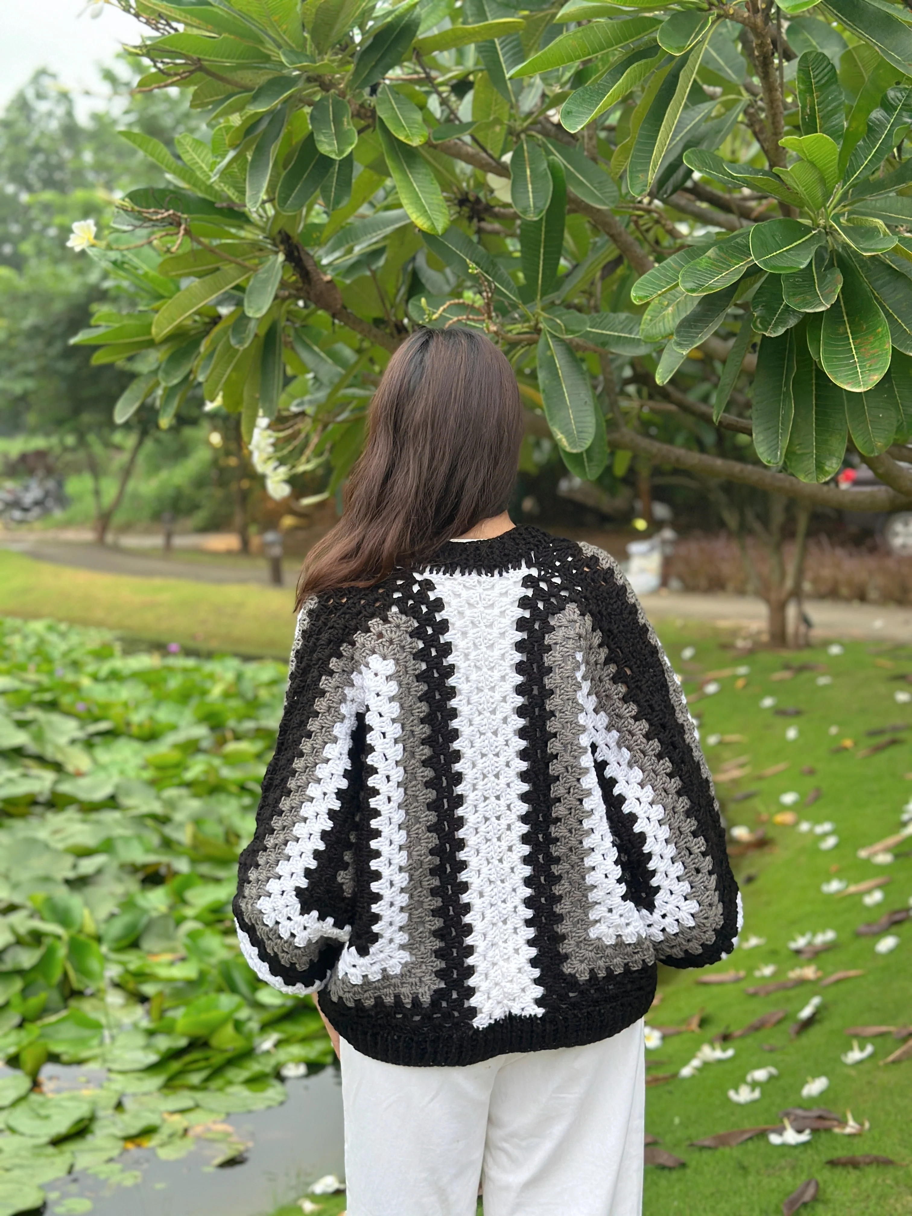 Artie Bohemian Handmade Cardigan - Black Grey - Image 6