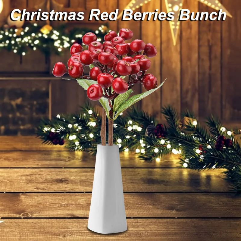 Artificial Holly Red 12 Berries Bunch Stem (1 Stem) - Image 4