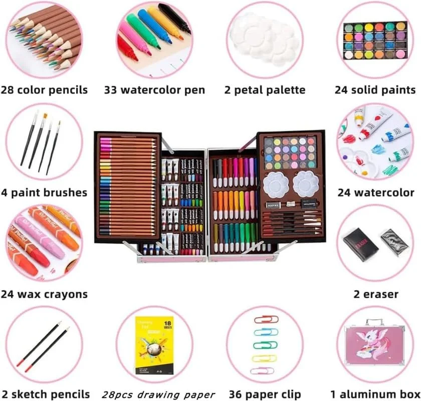 ArtPro: 145-Piece Multi-Level All-in-One Art Colouring Set Suitcase Kit Best Gift for Children - Image 3