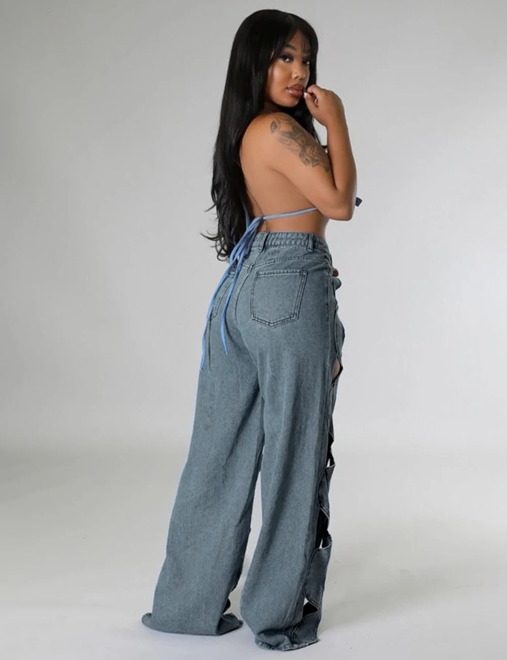 Aspen Hollow Cut Out Denim Pants - Image 6