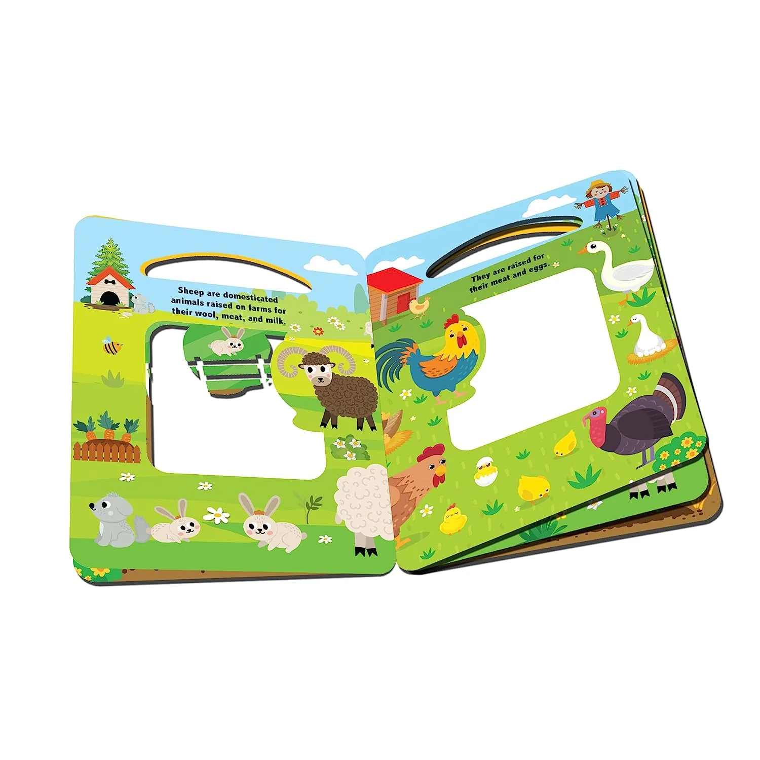 At the Farm Die Cut Window Board Book for Kids Age 3+ | Die Cut Shape Early Learning Picture Board Book - Image 3