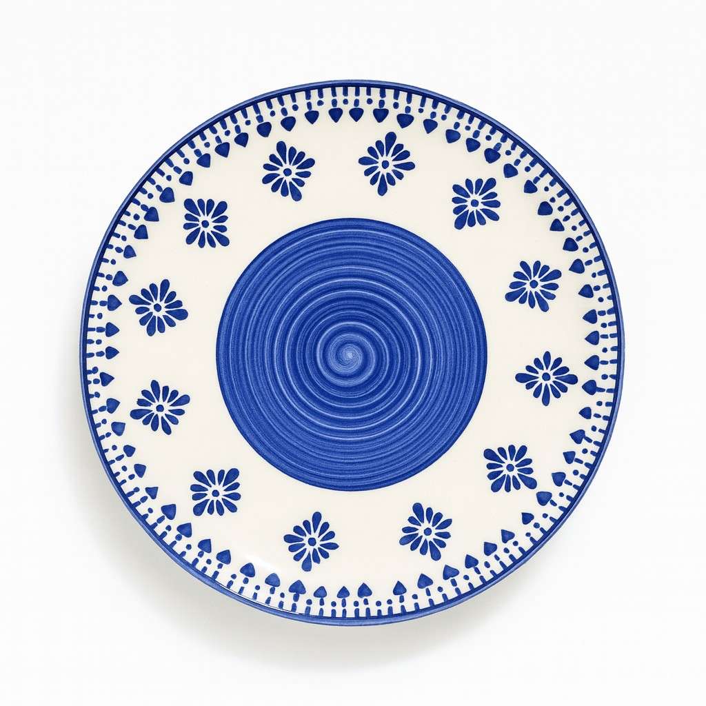 Athena Home Ceramic Blue Floral Plate – Set of 1 Dinner Plate - Image 3