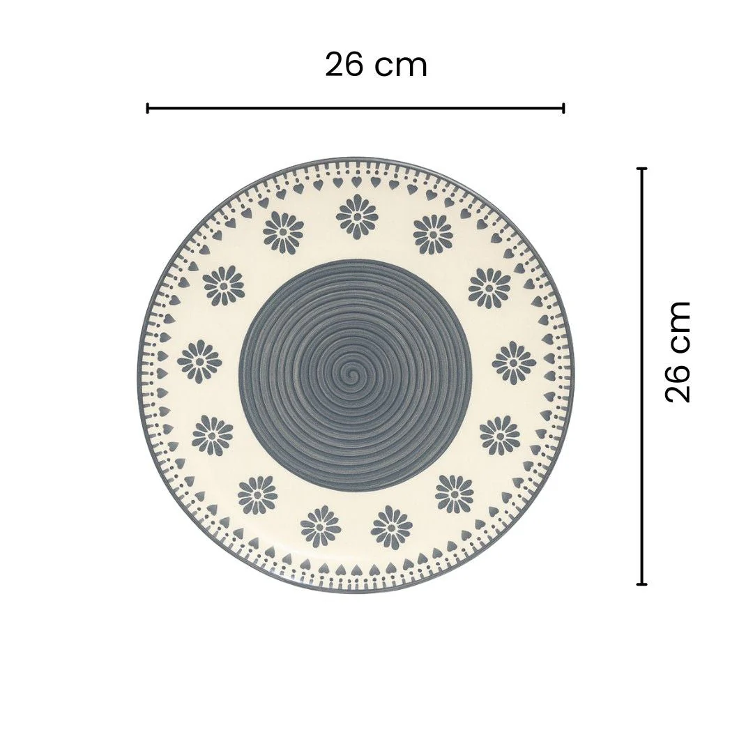 Athena Home Ceramic Handcrafted Ceramic Dinner Plate – Grey Floral Pattern Dinner Plate - Image 2