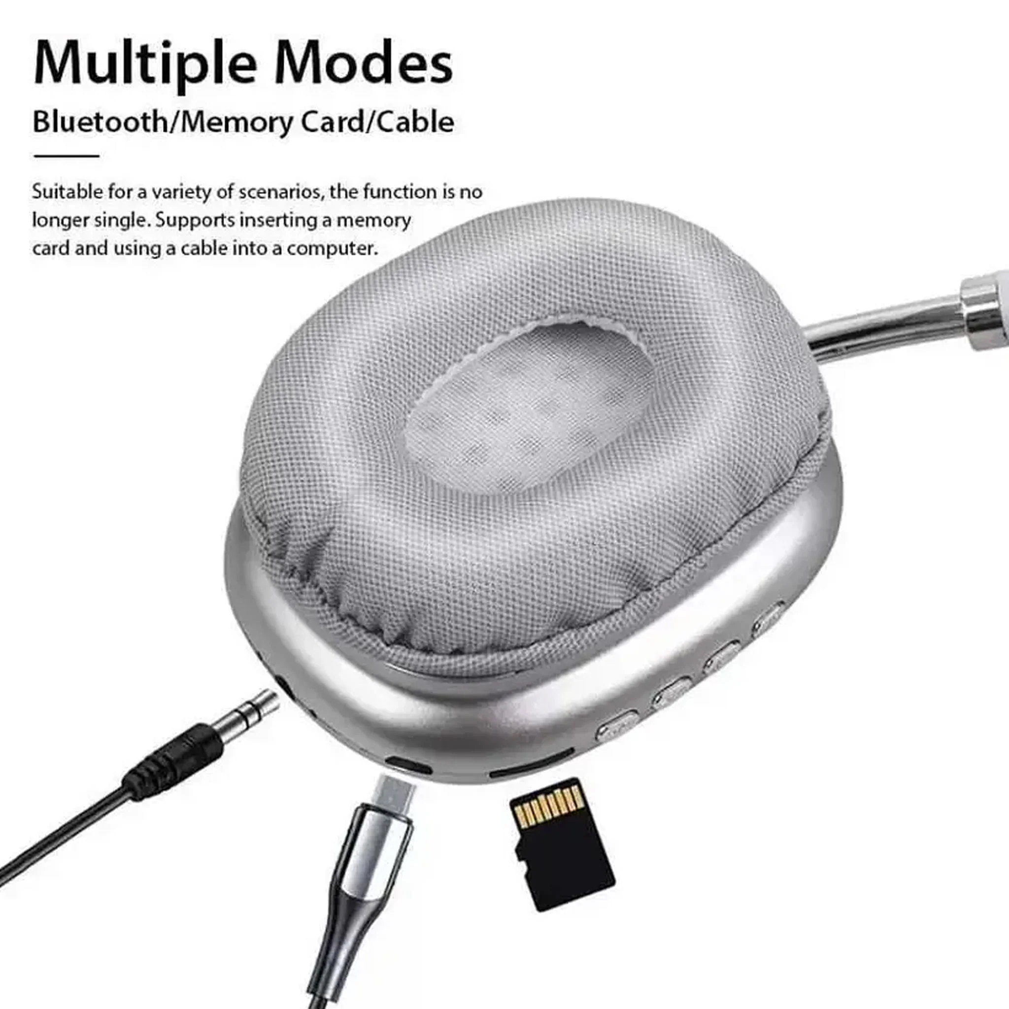 AuraX | P9 Hi-Fi Stereo Wireless Headphone | Bluetooth 5.3, SD Card & AUX Modes | Built-In Microphone| Long Hours Playtime | Type-C Charging | Portable Design - Image 3