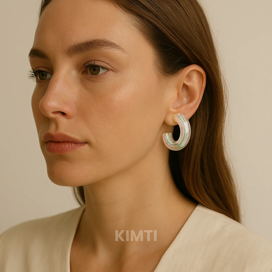 Aurora Hoops Clear Drop Earring - Image 3