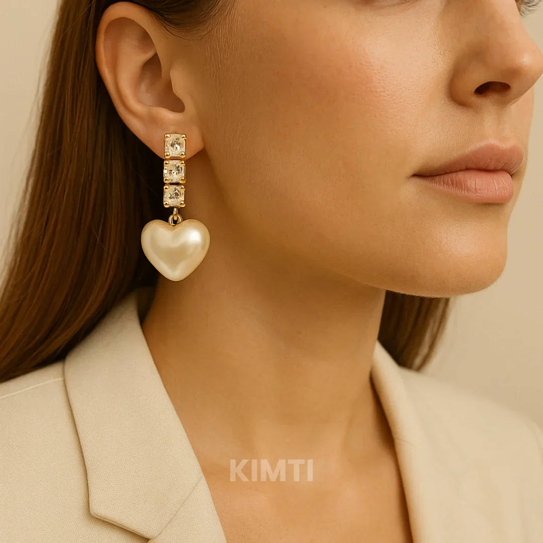 Aurora Pearl Heart Dangler Earring - Image 2