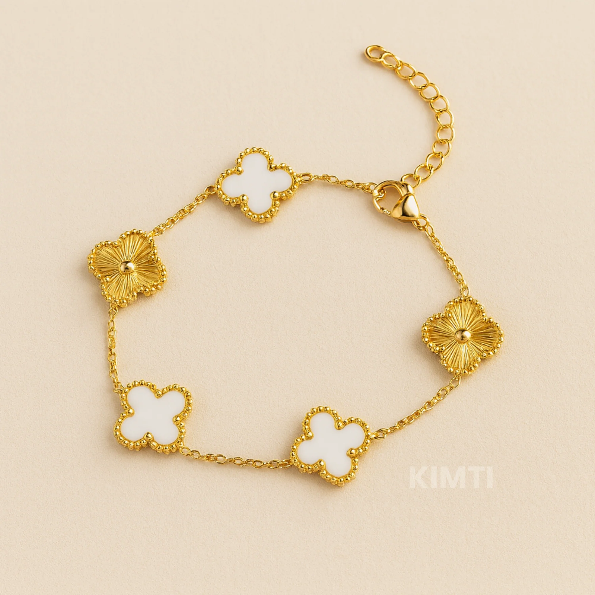 Aurora White Clover Anti Tarnish Bracelet - Image 10