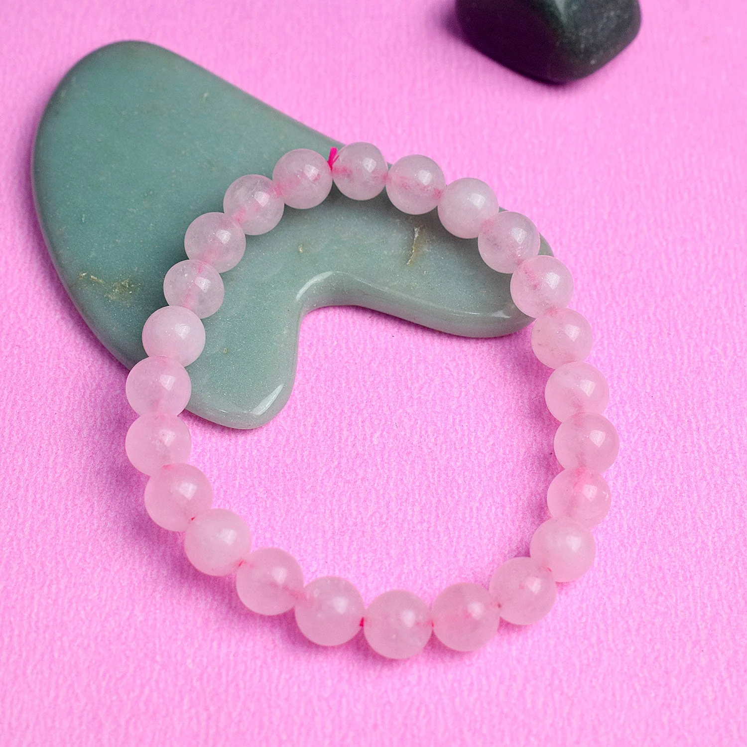 Authentic Rose Quartz Crystal Bracelet for Reiki Healing 8MM - Image 2