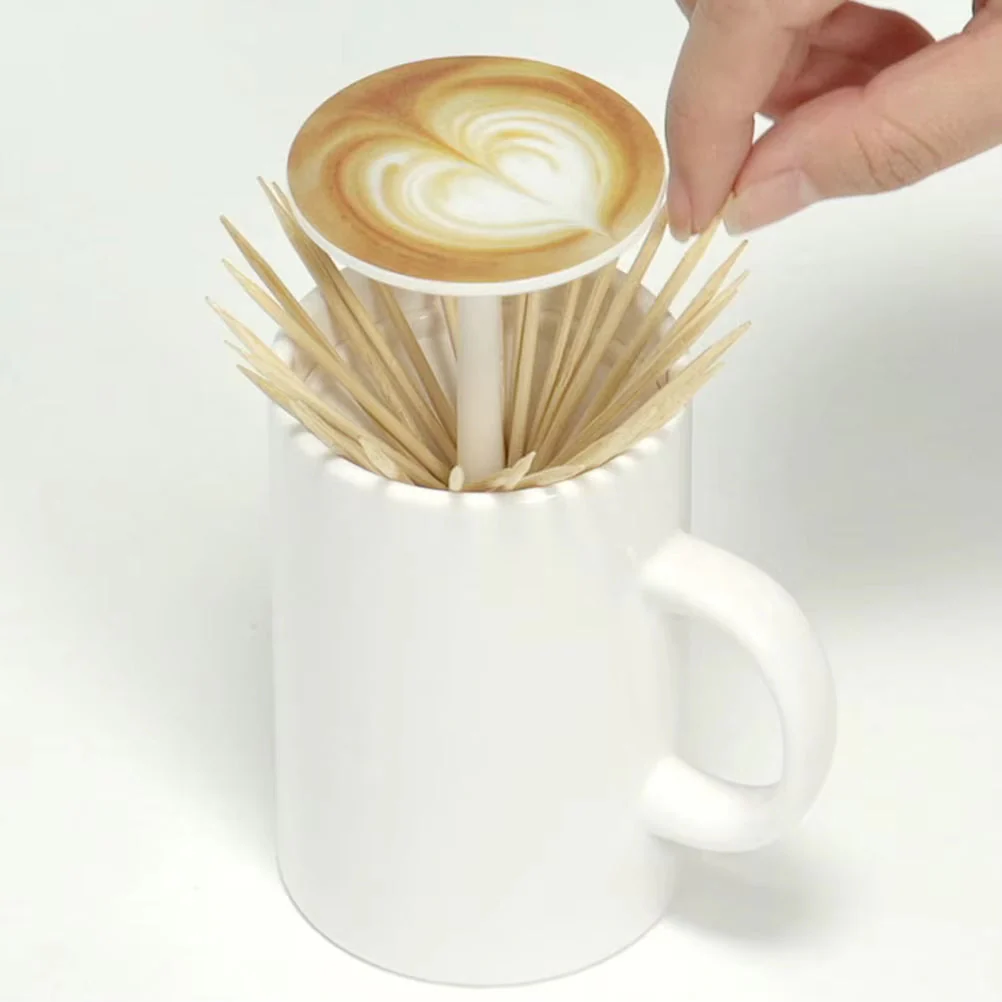 Automatic Coffee Cup Shaped Toothpick Dispenser Retractable Toothpick Holder Table Accessories 1pc