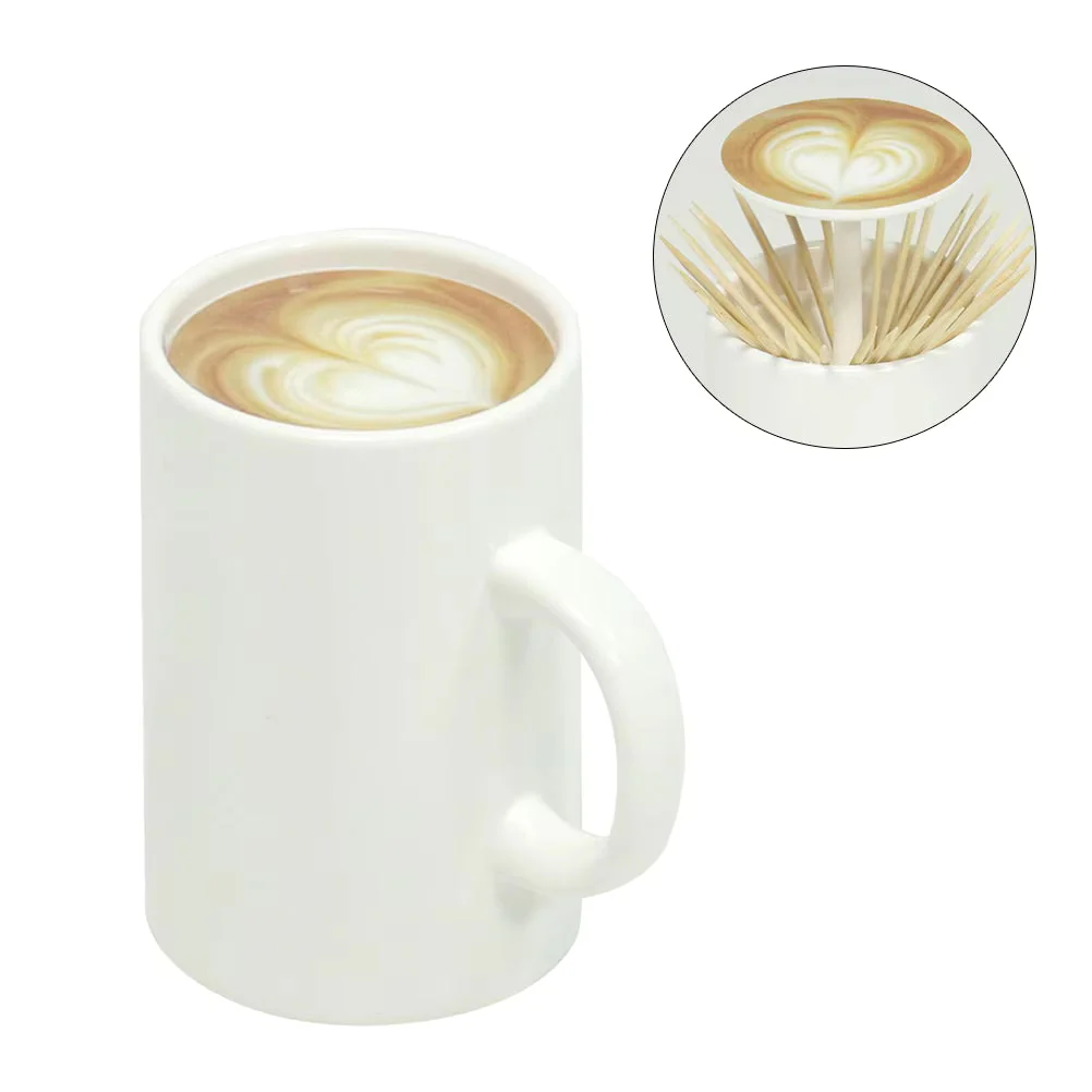 Automatic Coffee Cup Shaped Toothpick Dispenser Retractable Toothpick Holder Table Accessories 1pc - Image 3