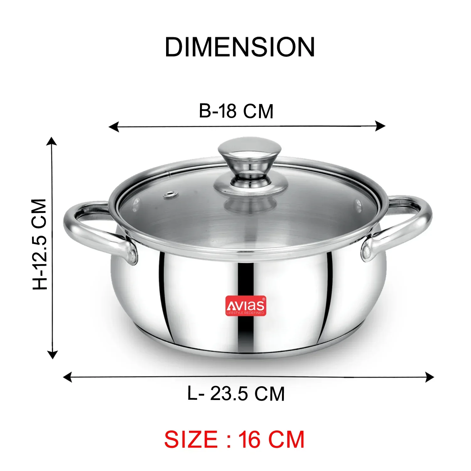 AVIAS Inox IB stainless steel cookpot with glass lid with steam vent | rust-resistant cooware with sandwich bottom | Induction and gas stove friendly | Silver - Image 7
