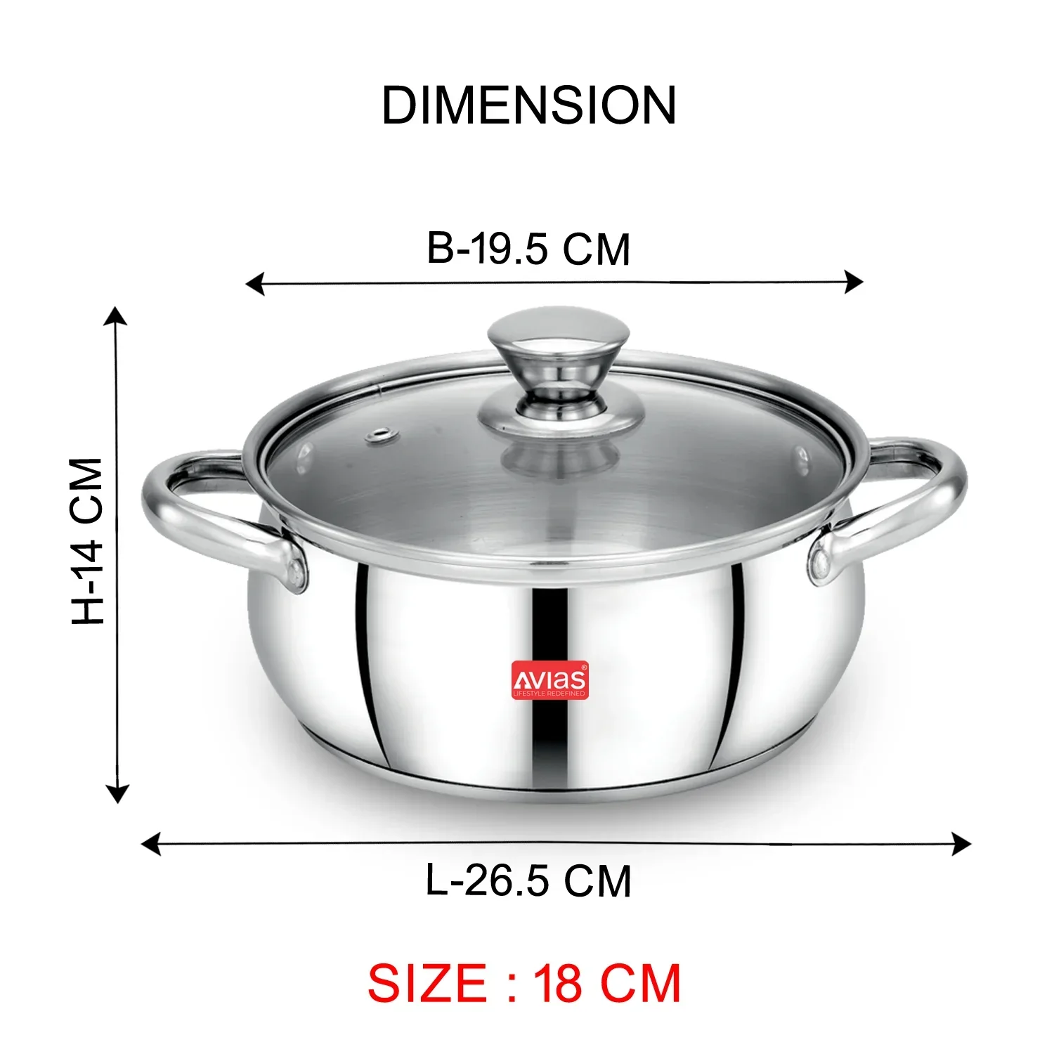 AVIAS Inox IB stainless steel cookpot with glass lid with steam vent | rust-resistant cooware with sandwich bottom | Induction and gas stove friendly | Silver - Image 8