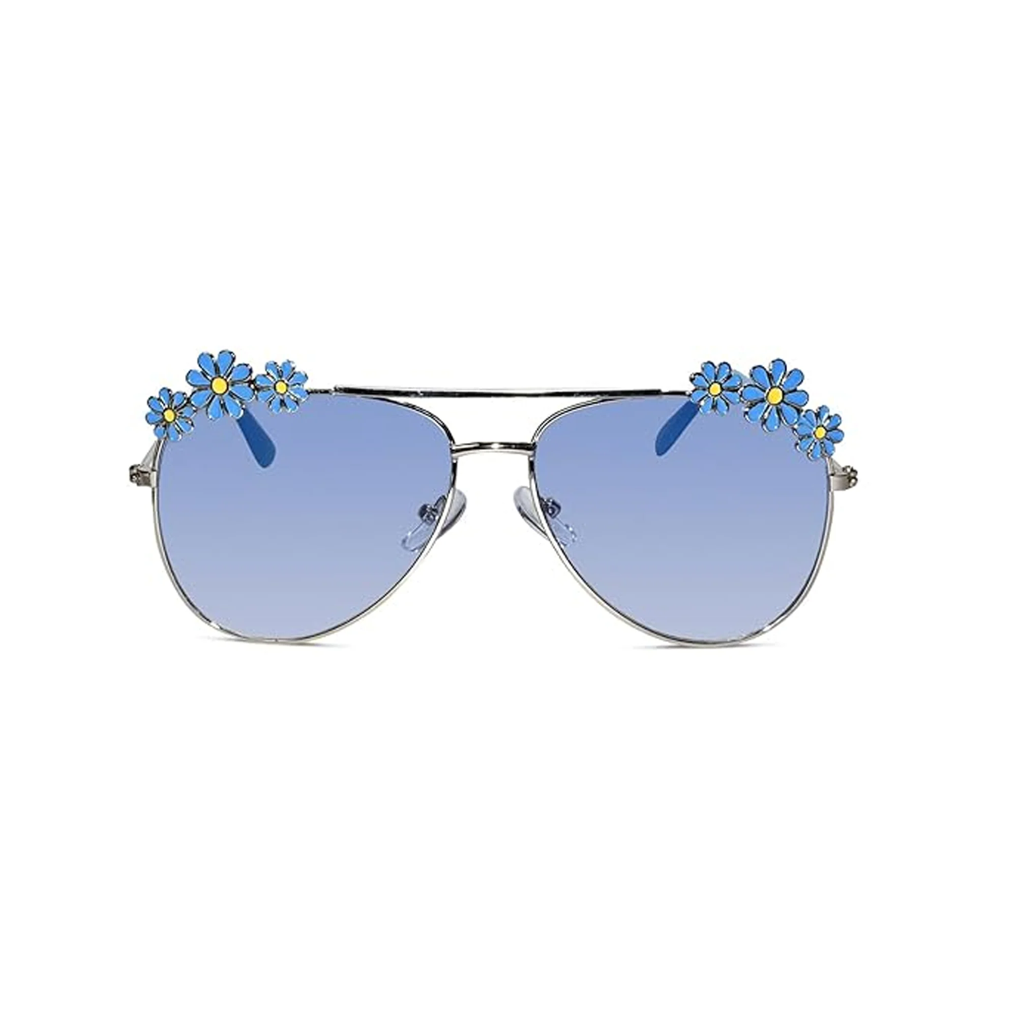 Aviator Floral Blue Sunglasses For Girls - Image 2