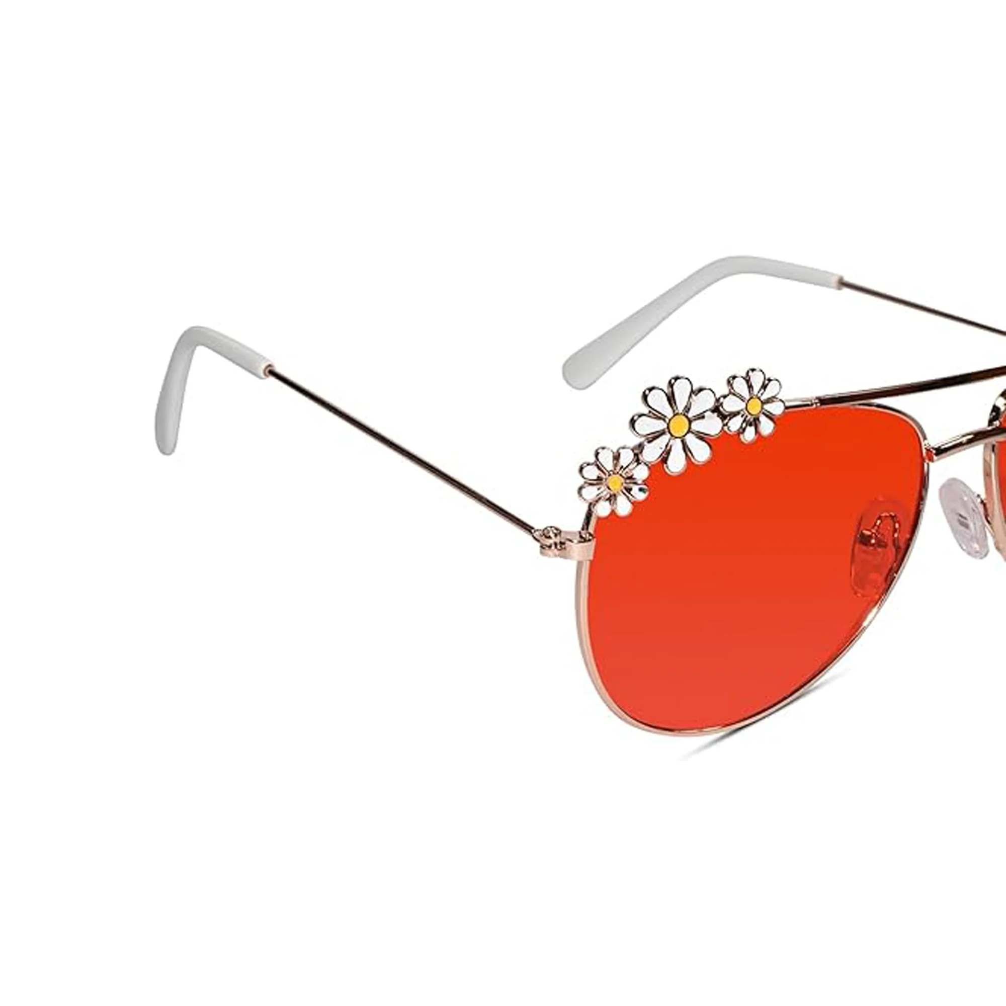 Aviator Floral Red Sunglasses For Girls - Image 3