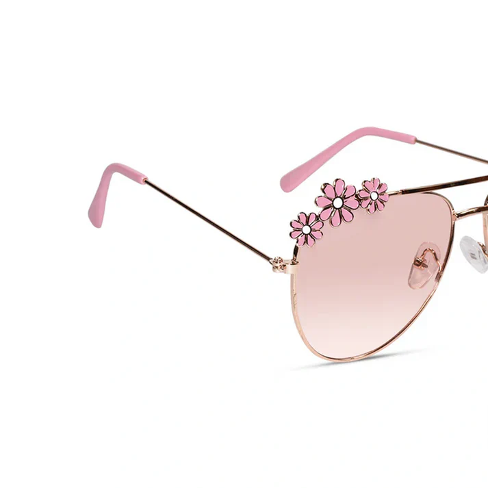Aviator Floral Red Sunglasses For Girls - Image 6