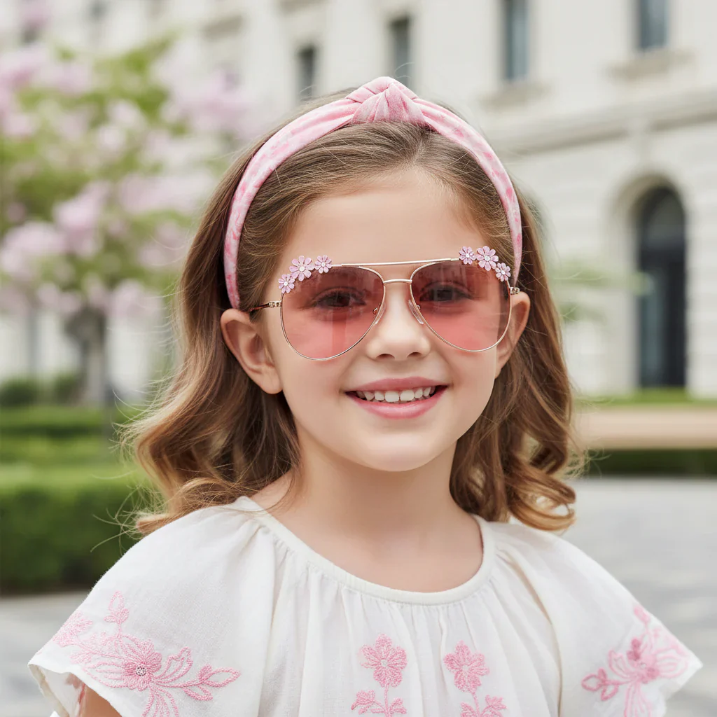 Aviator Pink Floral Sunglasses For Girls
