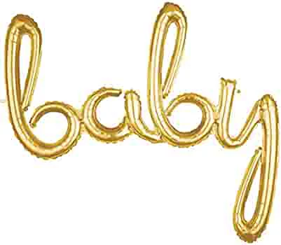 Baby Boy Curssive Letter Foil Balloon Set (Golden) (Pack of 1) - Image 2