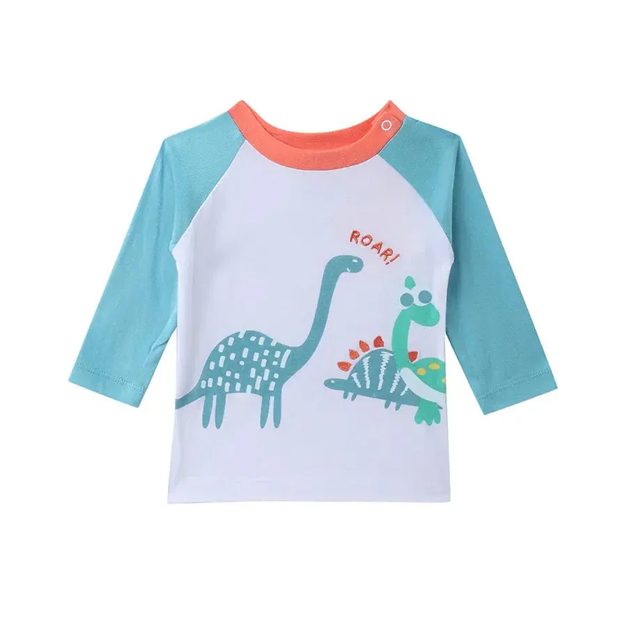 Baby Boy Dino Print Full Sleeve Baby T-Shirt Set (Pack Of 3) - Image 4