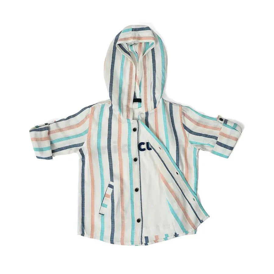 Baby Boy Striped Hoodie Shirt & Tee Set