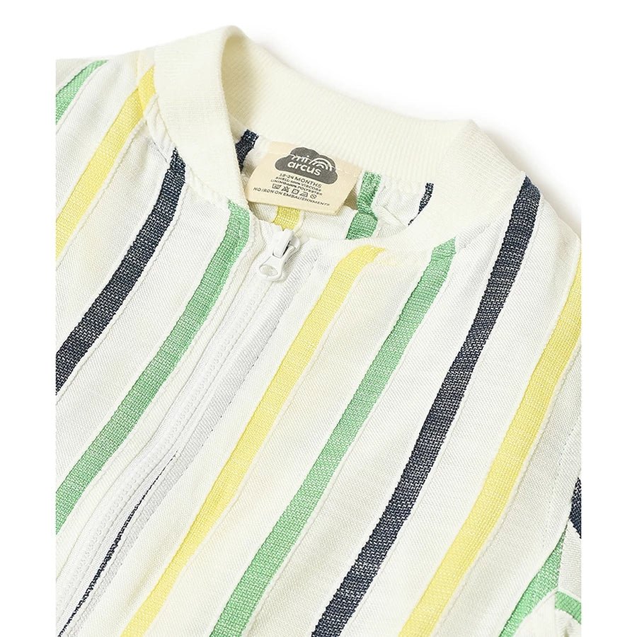 Baby Boys Striped Jacket- Cream - Image 4