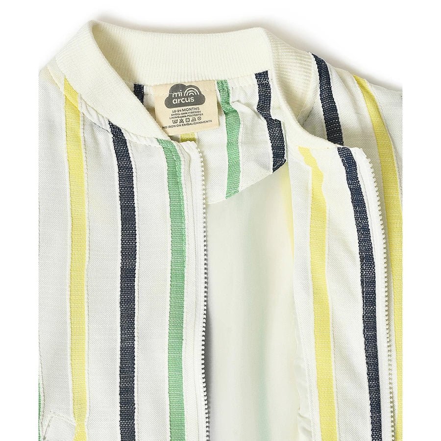 Baby Boys Striped Jacket- Cream - Image 7