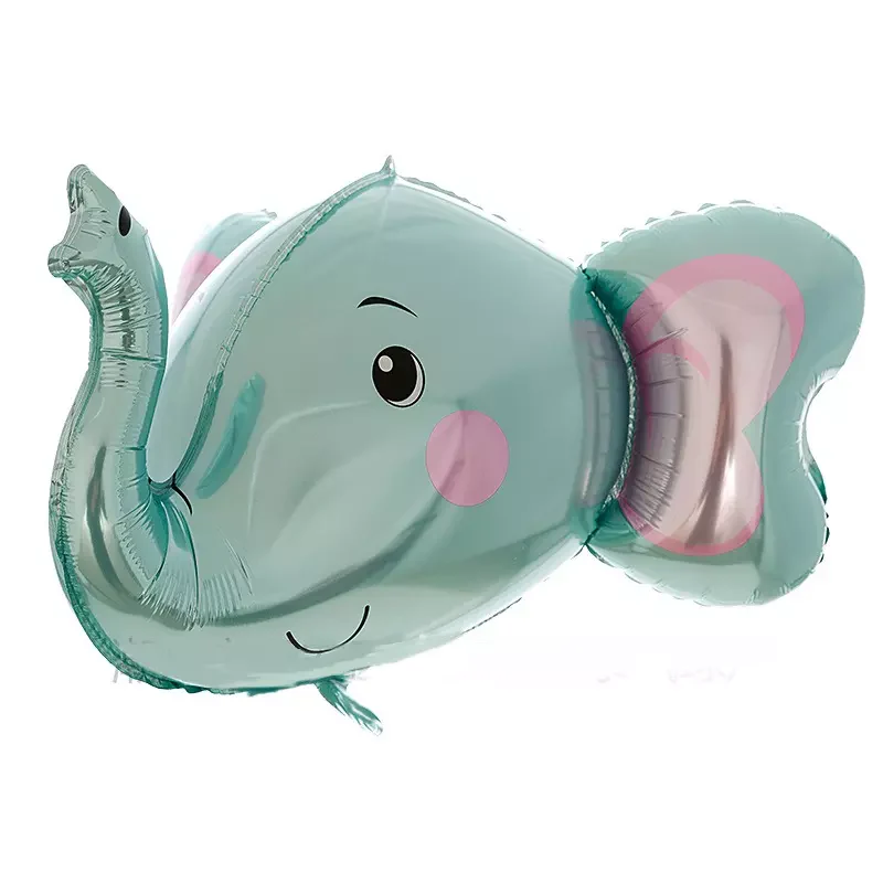 Baby Elephant Jungle Animal Themed Foil Balloon Set (Gray) (Pack of 5) - Image 2