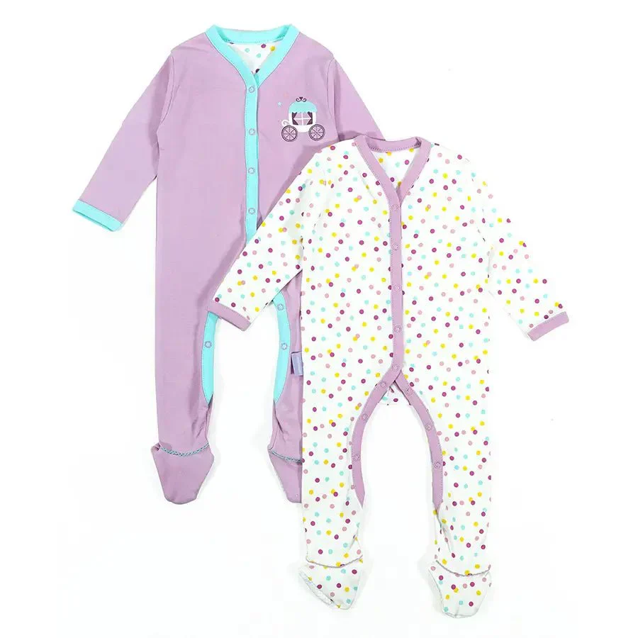 Baby Girl Comfy Knitted Sleep Suit For Newborn - Unicorn ( Pack Of 2)