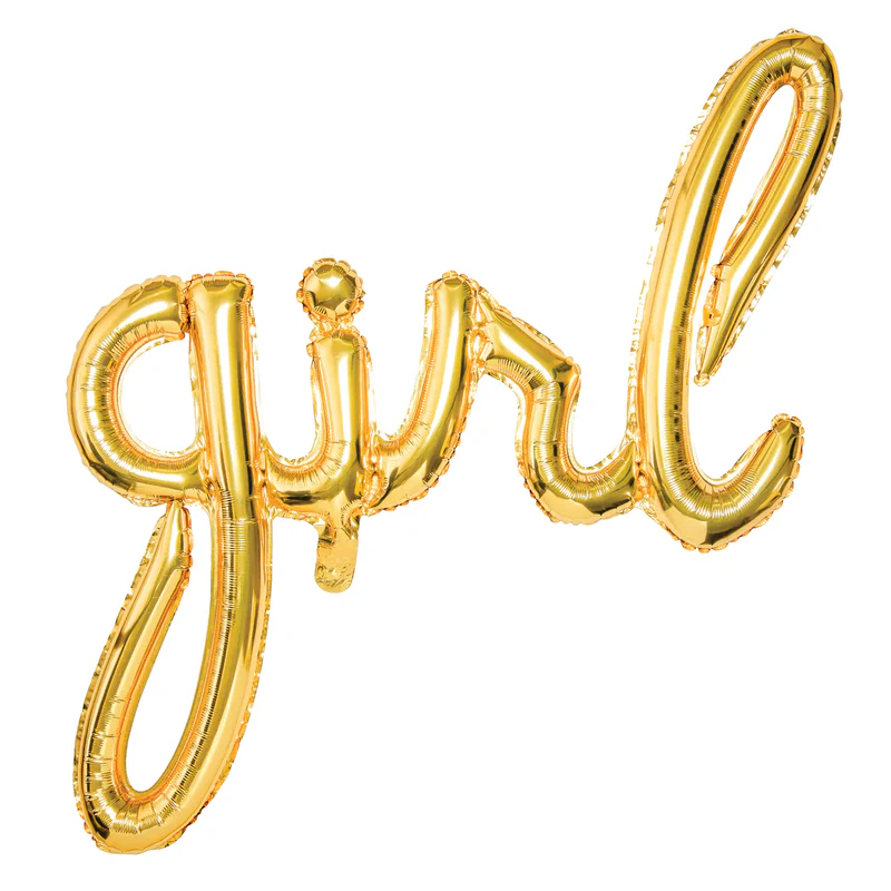 Baby Girl Cursive Letter Foil Balloon Set (Golden) (Pack of 1) - Image 2