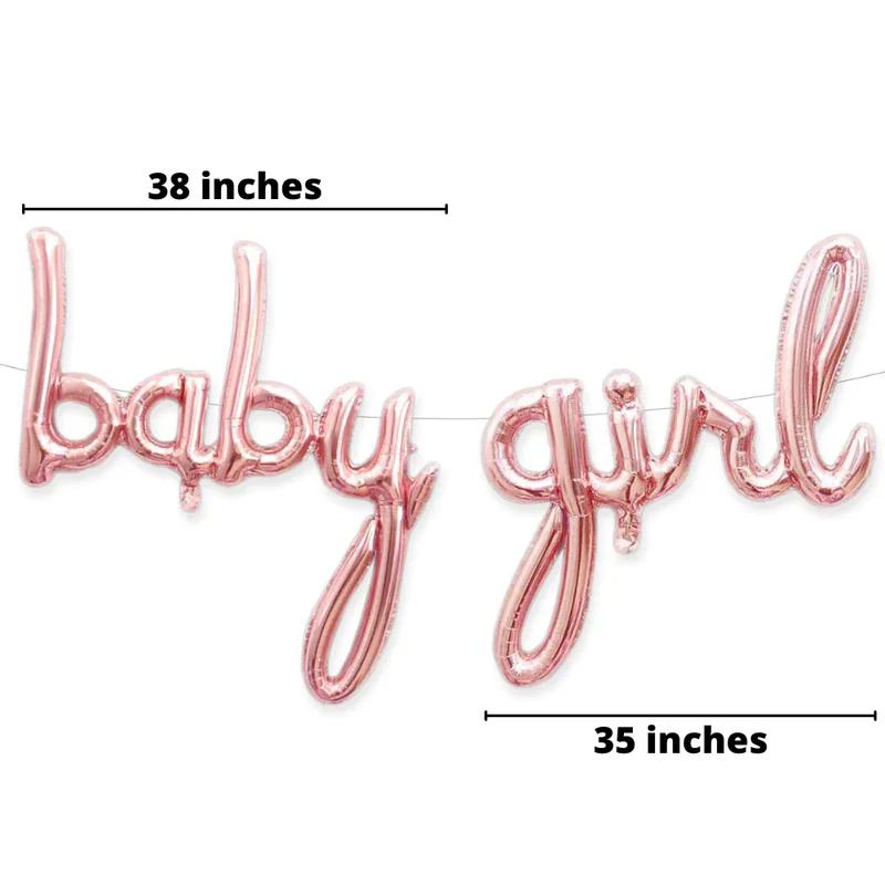 Baby Girl Cursive Letter Foil Balloon Set (Pink) (Pack of 1) - Image 2