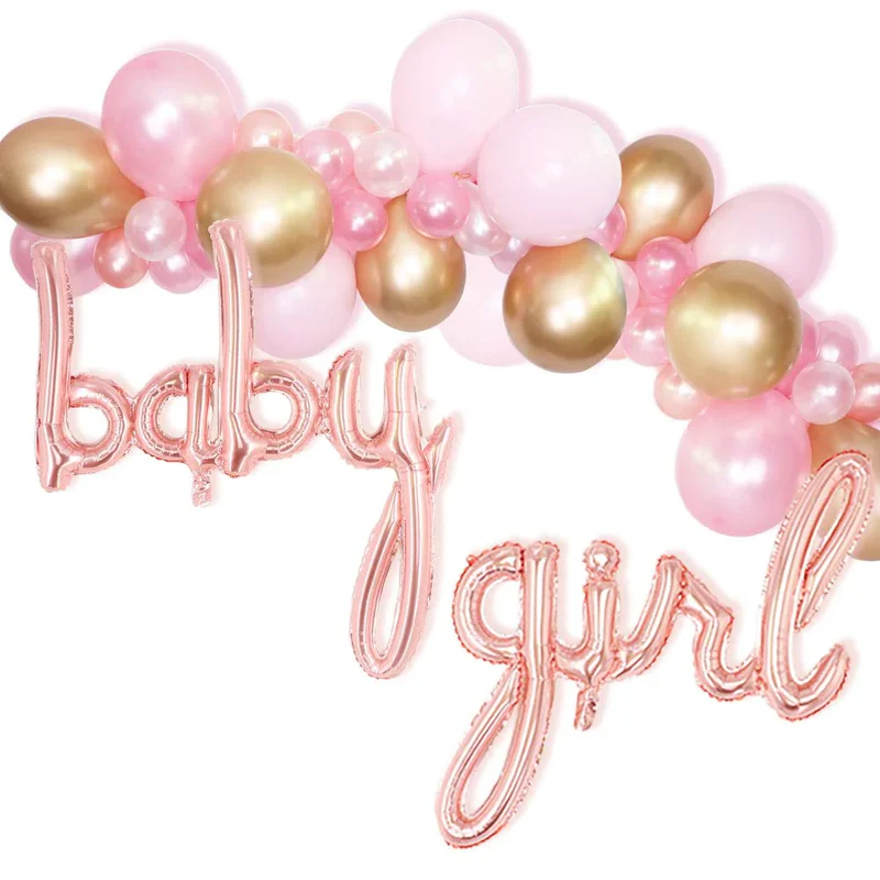 Baby Girl Cursive Letter Foil Balloon Set (Pink) (Pack of 1) - Image 3