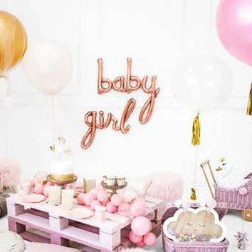Baby Girl Cursive Letter Foil Balloon Set (Pink) (Pack of 1) - Image 4
