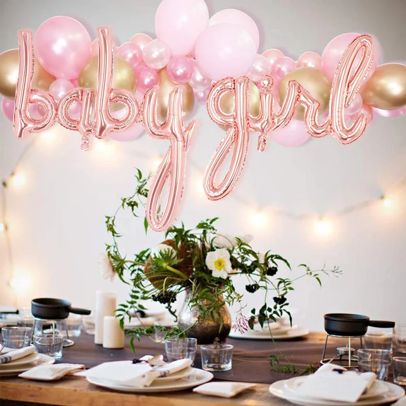 Baby Girl Cursive Letter Foil Balloon Set (Pink) (Pack of 1) - Image 7