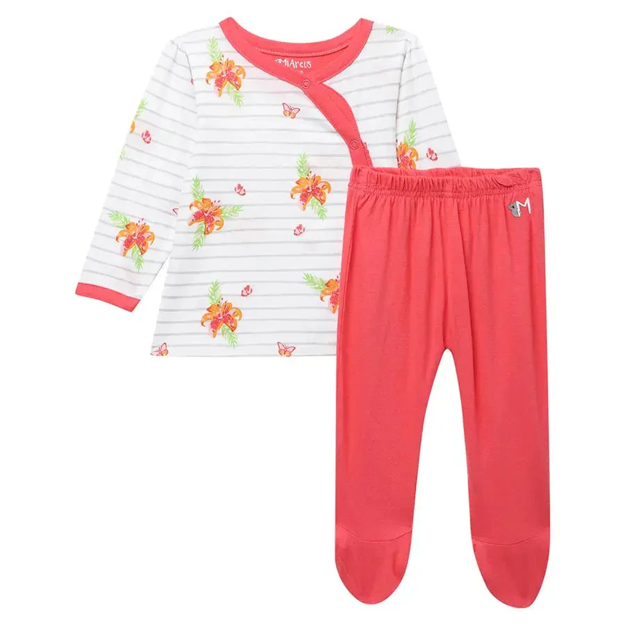 Baby Girl Floral Print Full Sleeve Bambino Set - Image 2