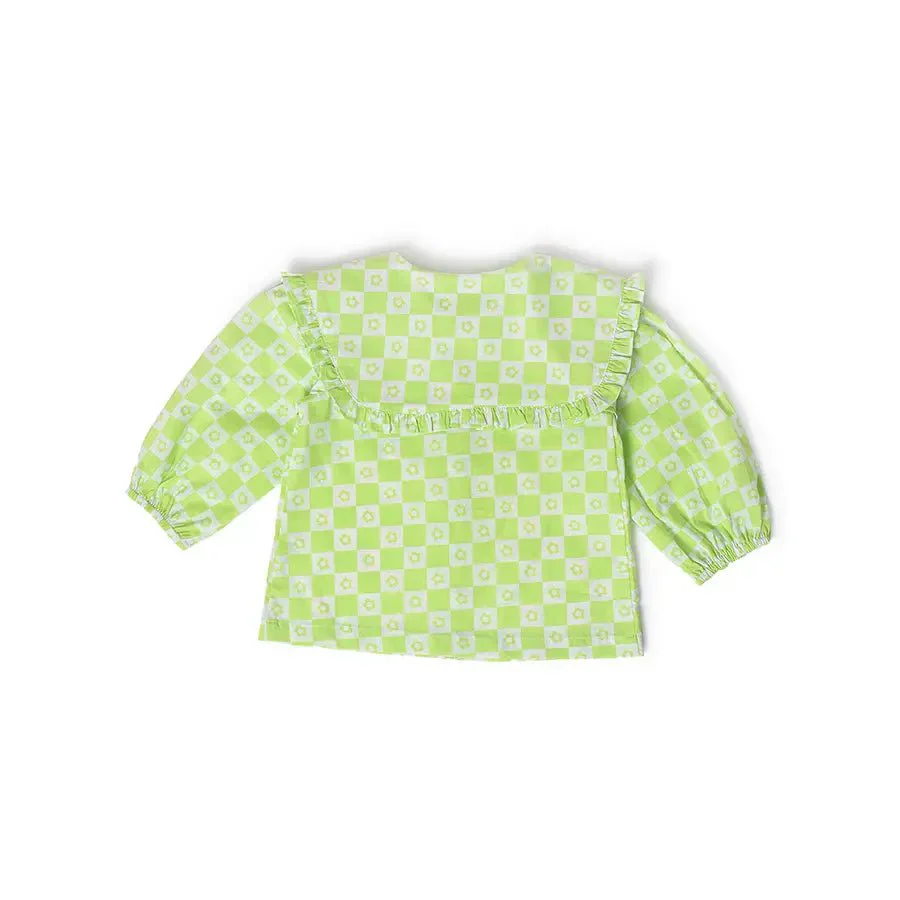 Baby Girl Front Open Top With Frill Detailing - Image 2