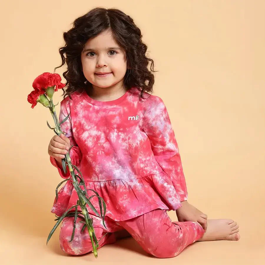 Baby Girl Medley Pink Full Sleeve Peplum Top - Image 2
