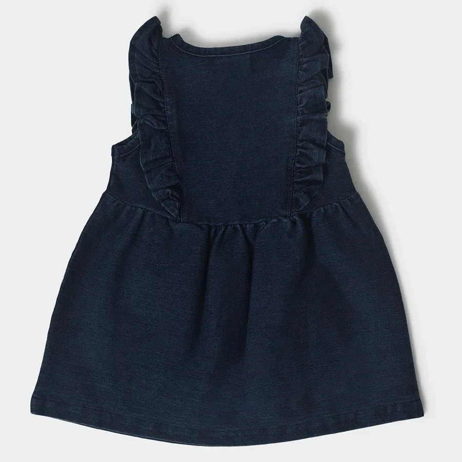 Baby Girls Frill Denim Dress - Image 3