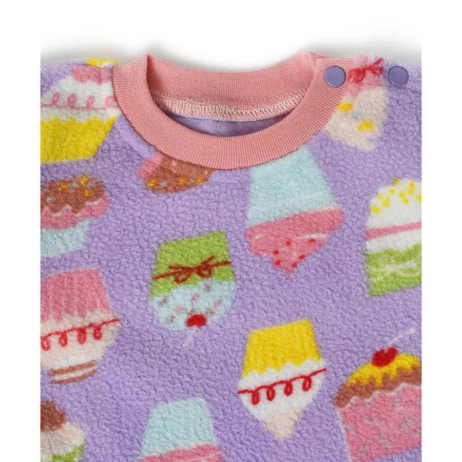 Baby Girls Ice Cream Print Sweatshirt & Pyjama Set For Baby - Image 6
