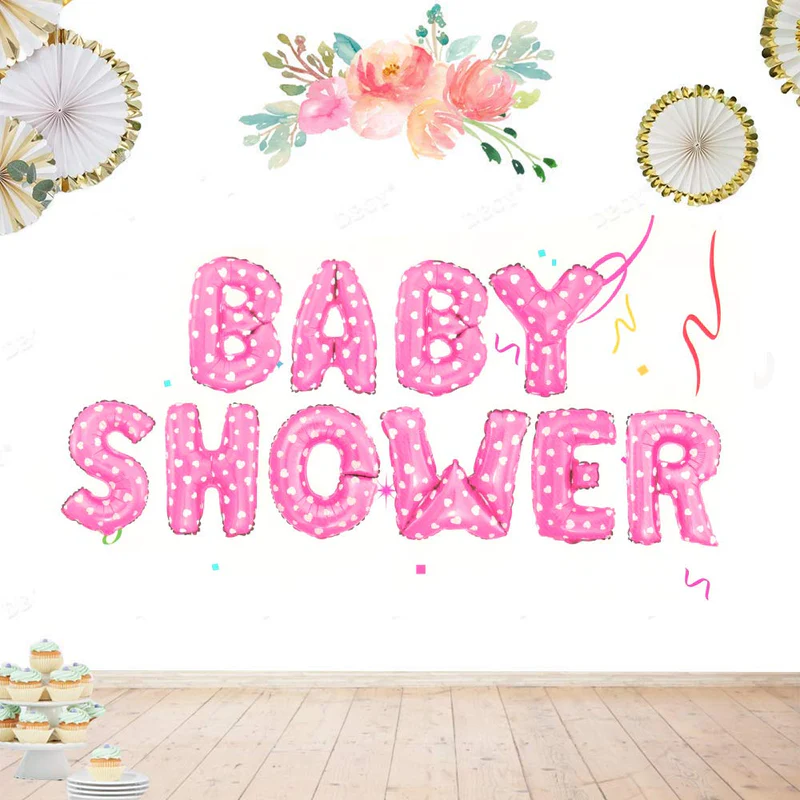 Baby Shower Letter Foil Balloon Set (Pink) (Pack of 1) - Image 3