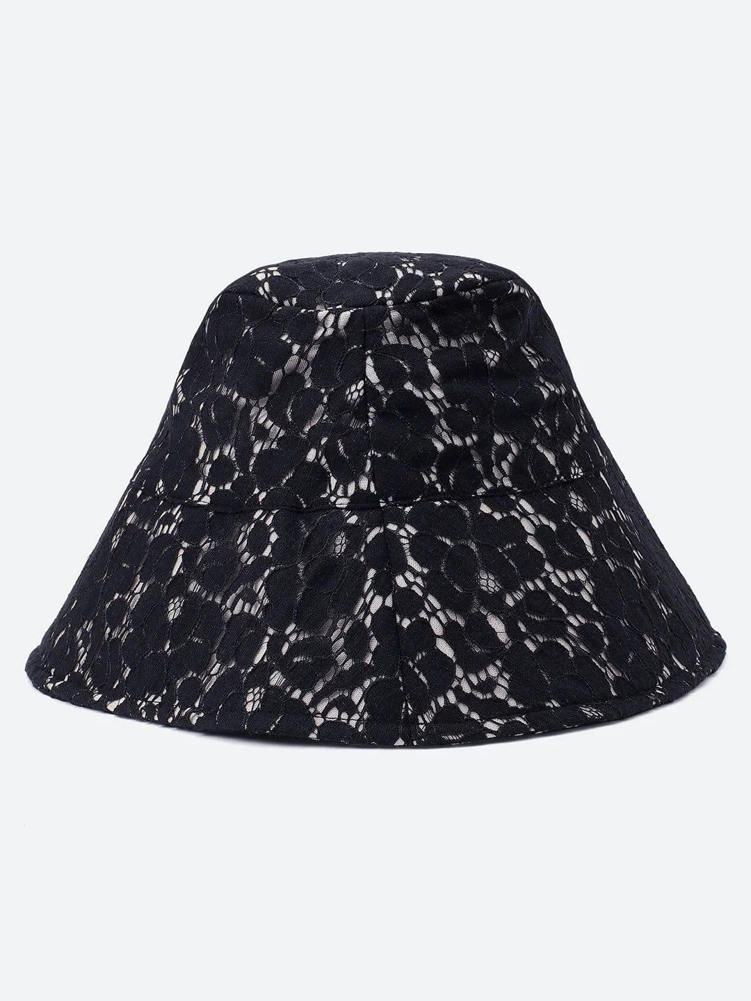 Back Up Black Lace Fabric Women Bucket Hat Now - Image 2