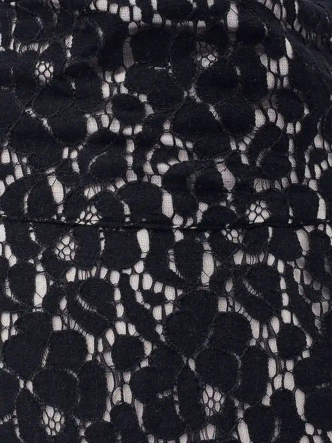 Back Up Black Lace Fabric Women Bucket Hat Now - Image 3