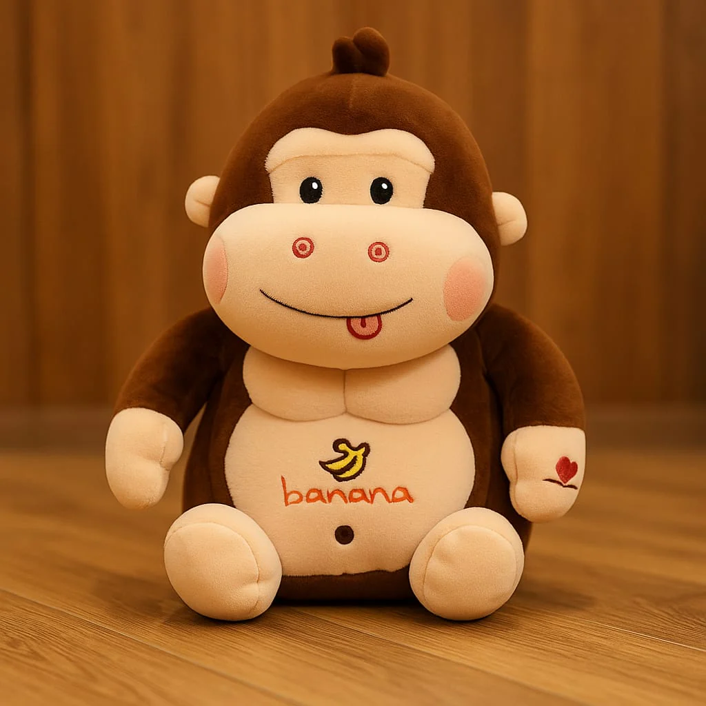Banana Monkey Plush Toy – 50cm Soft Stuffed Animal with Printed Banana Design