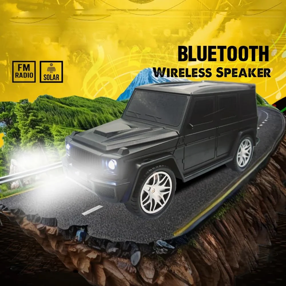 BassWagon: Rugged G Wagon Inspired Design Big Size Solar-Powered Bluetooth Speaker with Portable Wireless Speaker with Flashlight, USB, FM Radio & Outdoor-Friendly Build (colour may vary) - Image 2