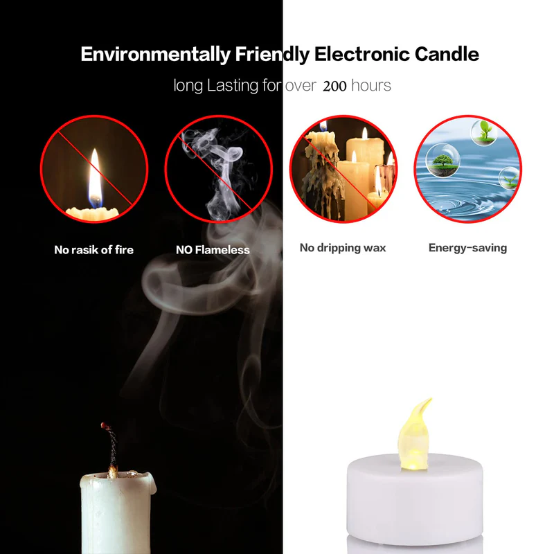 Battery Operated Tea Light Acrylic Flameless And Smokeless Led Light (Soft White) Candle (Pack of 24) - Image 3