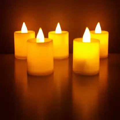 Battery Operated Tea Light Acrylic Flameless And Smokeless Led Light (Yellow) Candle (Pack of 24) - Image 3
